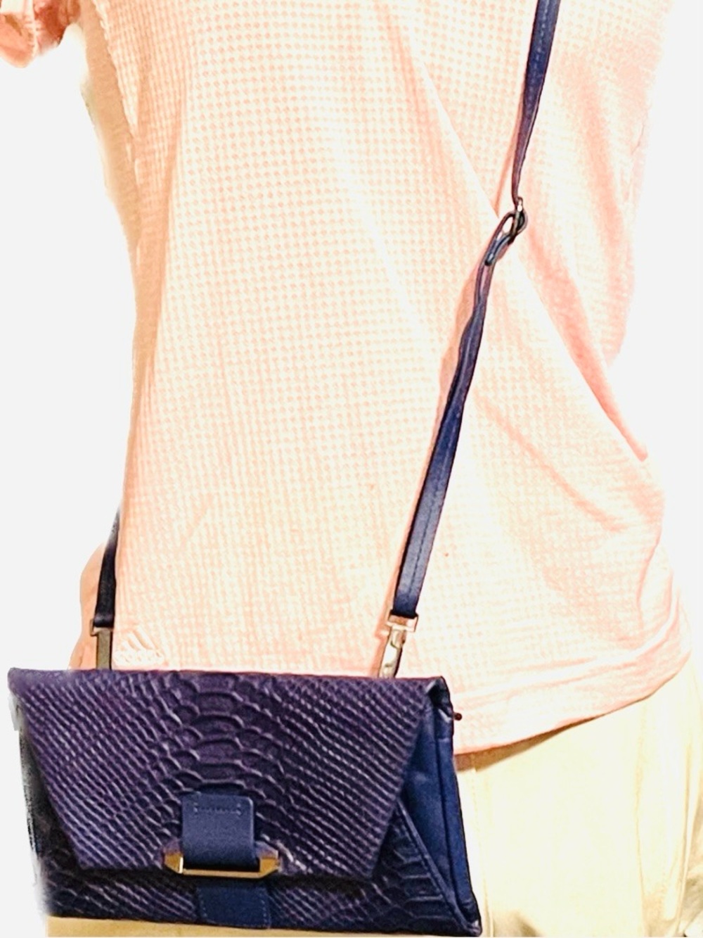 Kooba Ruby Leather Cobra Print Royal Crossbody Wallet on Adjustable Strap/Clutch